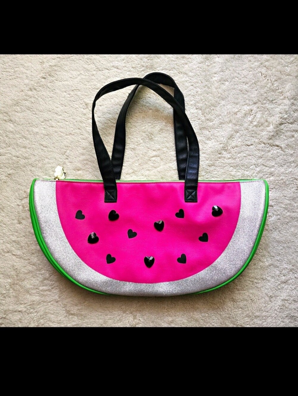 Betsey Johnson Watermelon Shaped Insulated Zip Cooler Tote Handbag